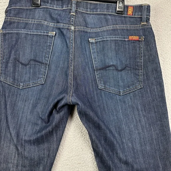 7 For All Mankind Standard Mens Straight Jeans 36 Distressed Dark Wash‎ Stretch